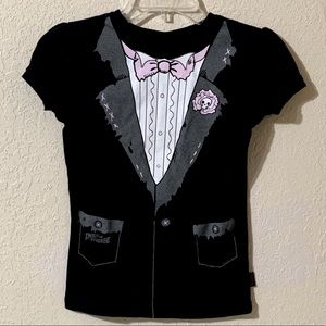 Vintage Emily The Strange Goth Prom Tuxedo Shirt